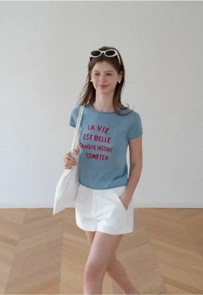 High Waist Structured Cotton Shorts