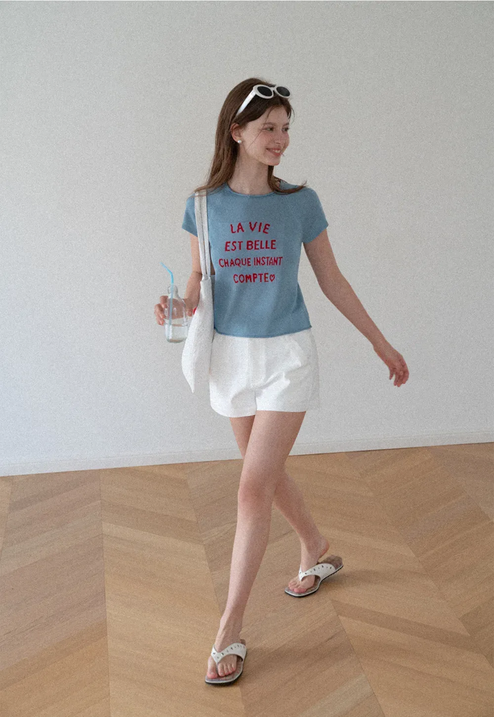 High Waist Structured Cotton Shorts