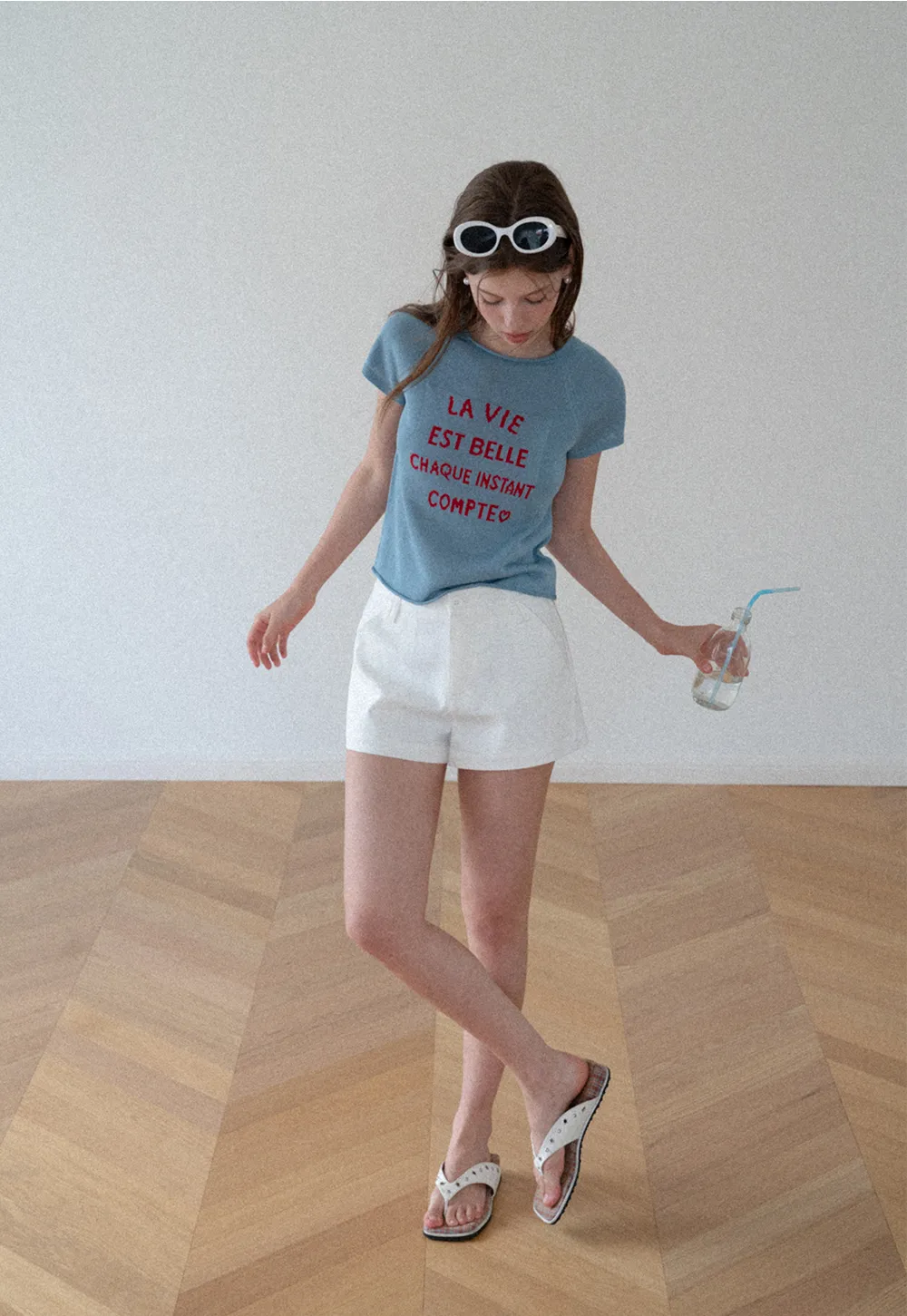 High Waist Structured Cotton Shorts