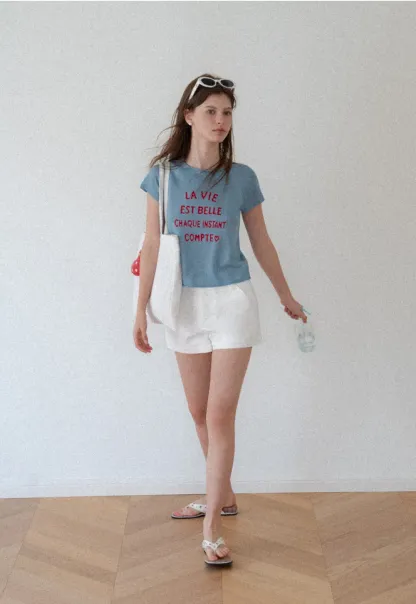 High Waist Structured Cotton Shorts
