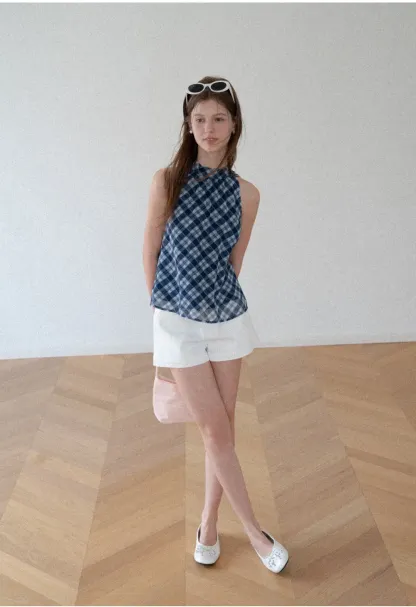 High Waist Structured Cotton Shorts