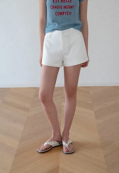 High Waist Structured Cotton Shorts