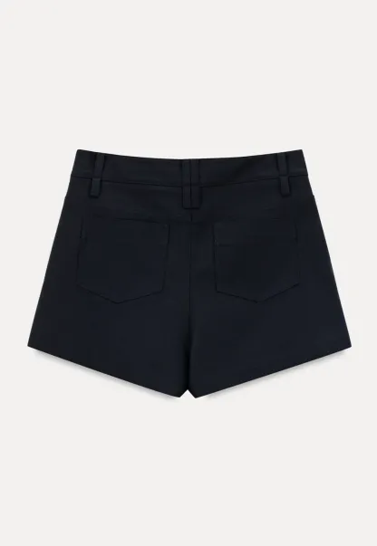 High Waist Structured Cotton Shorts