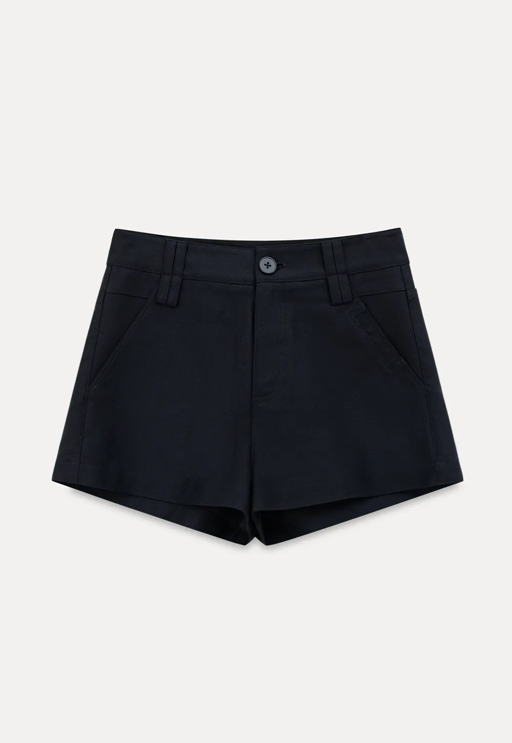 High Waist Structured Cotton Shorts