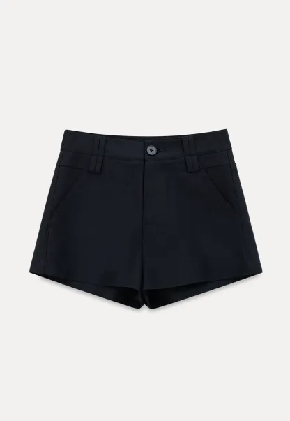 High Waist Structured Cotton Shorts