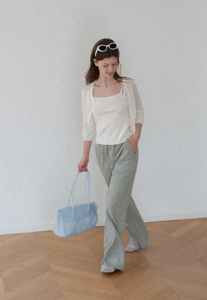 Wide Leg Drawstring Casual Pants