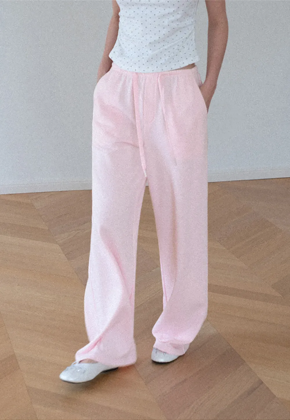 Wide Leg Drawstring Casual Pants