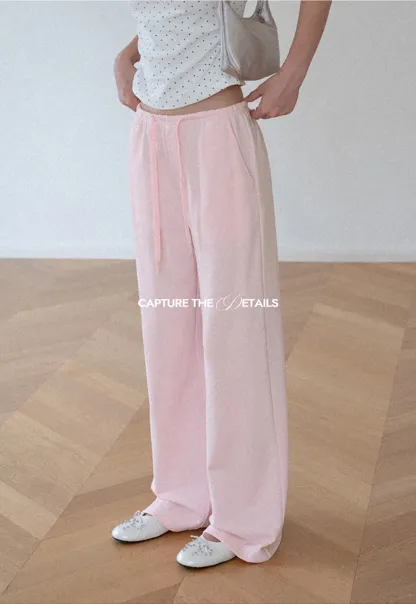 Wide Leg Drawstring Casual Pants
