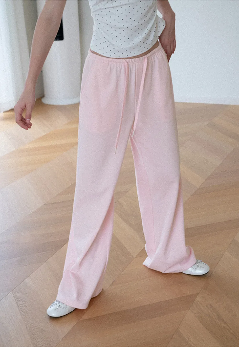 Wide Leg Drawstring Casual Pants