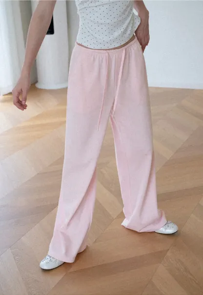 Wide Leg Drawstring Casual Pants