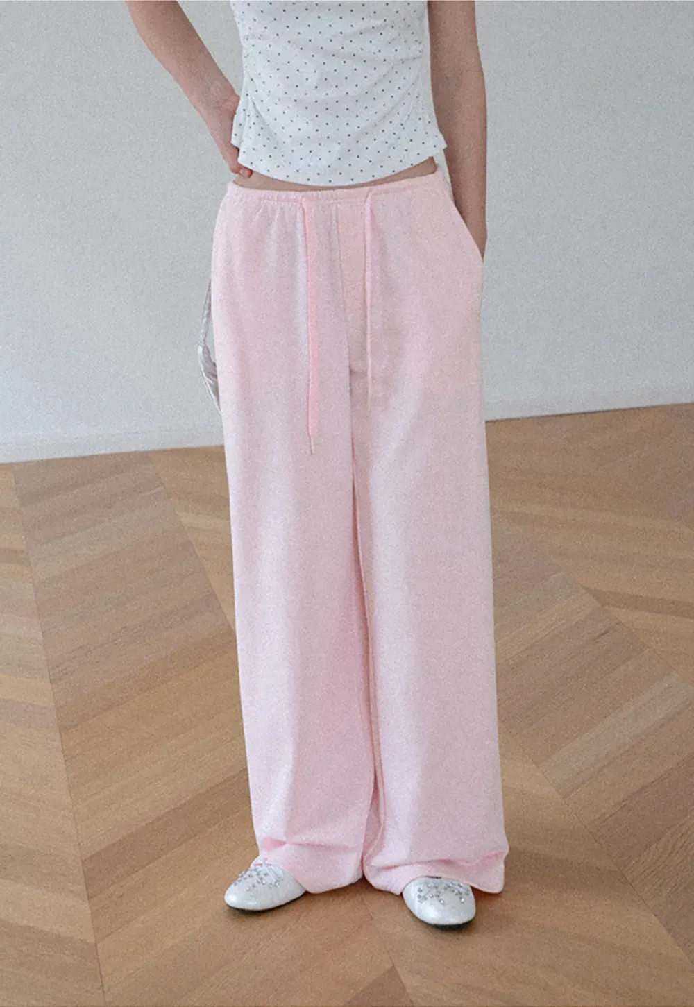 Wide Leg Drawstring Casual Pants