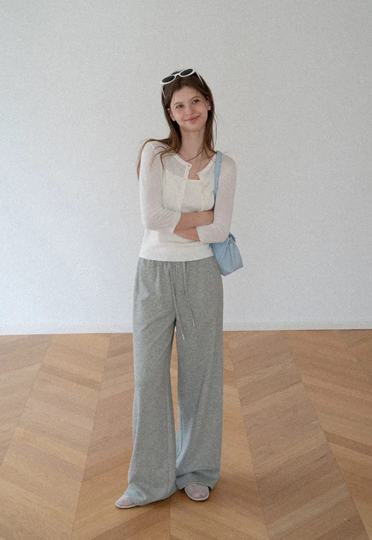Wide Leg Drawstring Casual Pants