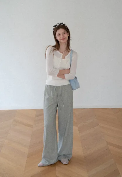 Wide Leg Drawstring Casual Pants