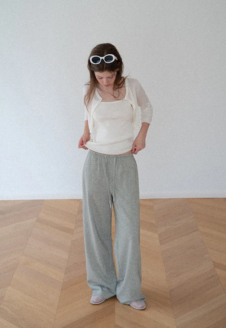 Wide Leg Drawstring Casual Pants