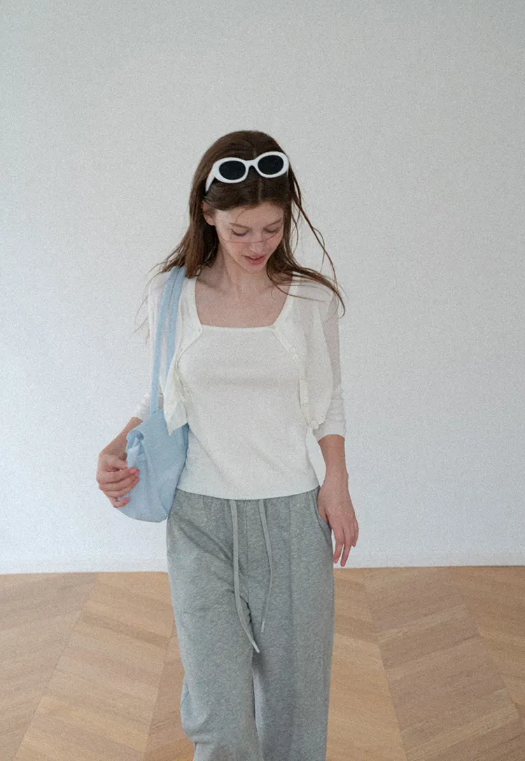 Wide Leg Drawstring Casual Pants