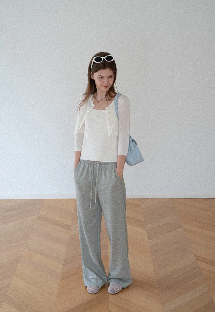 Wide Leg Drawstring Casual Pants