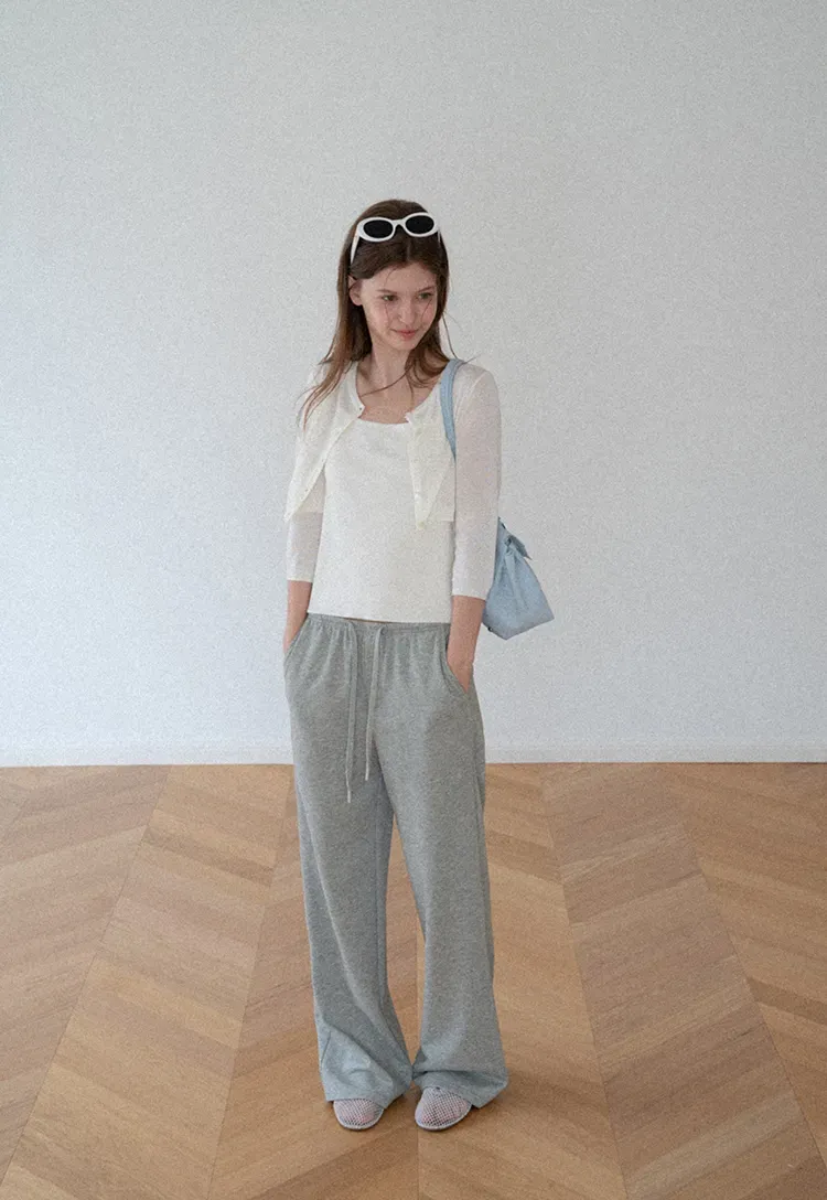 Wide Leg Drawstring Casual Pants