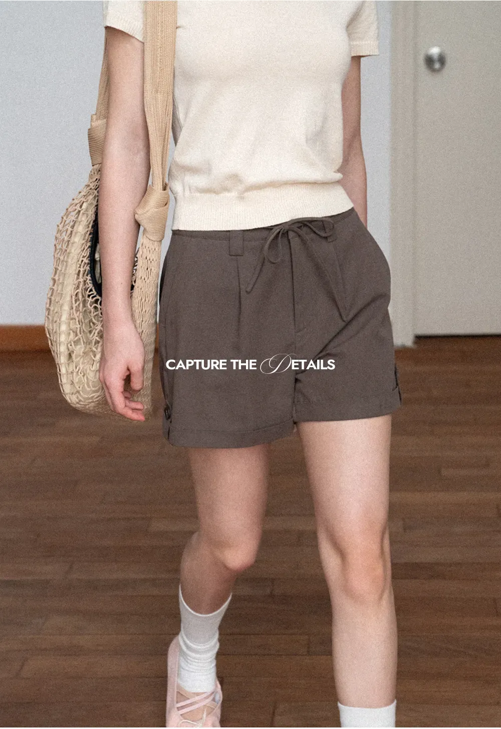 High Waist Drawstring Pleated Casual Shorts