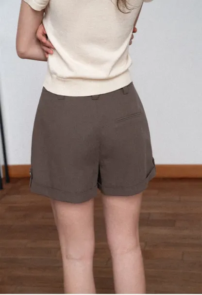 High Waist Drawstring Pleated Casual Shorts