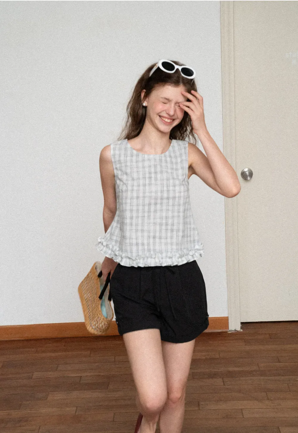 High Waist Drawstring Pleated Casual Shorts