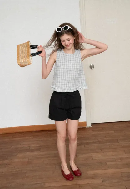 High Waist Drawstring Pleated Casual Shorts