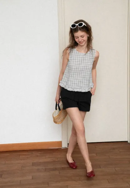 High Waist Drawstring Pleated Casual Shorts