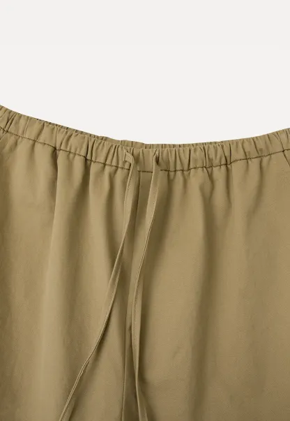 Pantalon décontracté à taille haute et jambes larges avec cordon de serrage