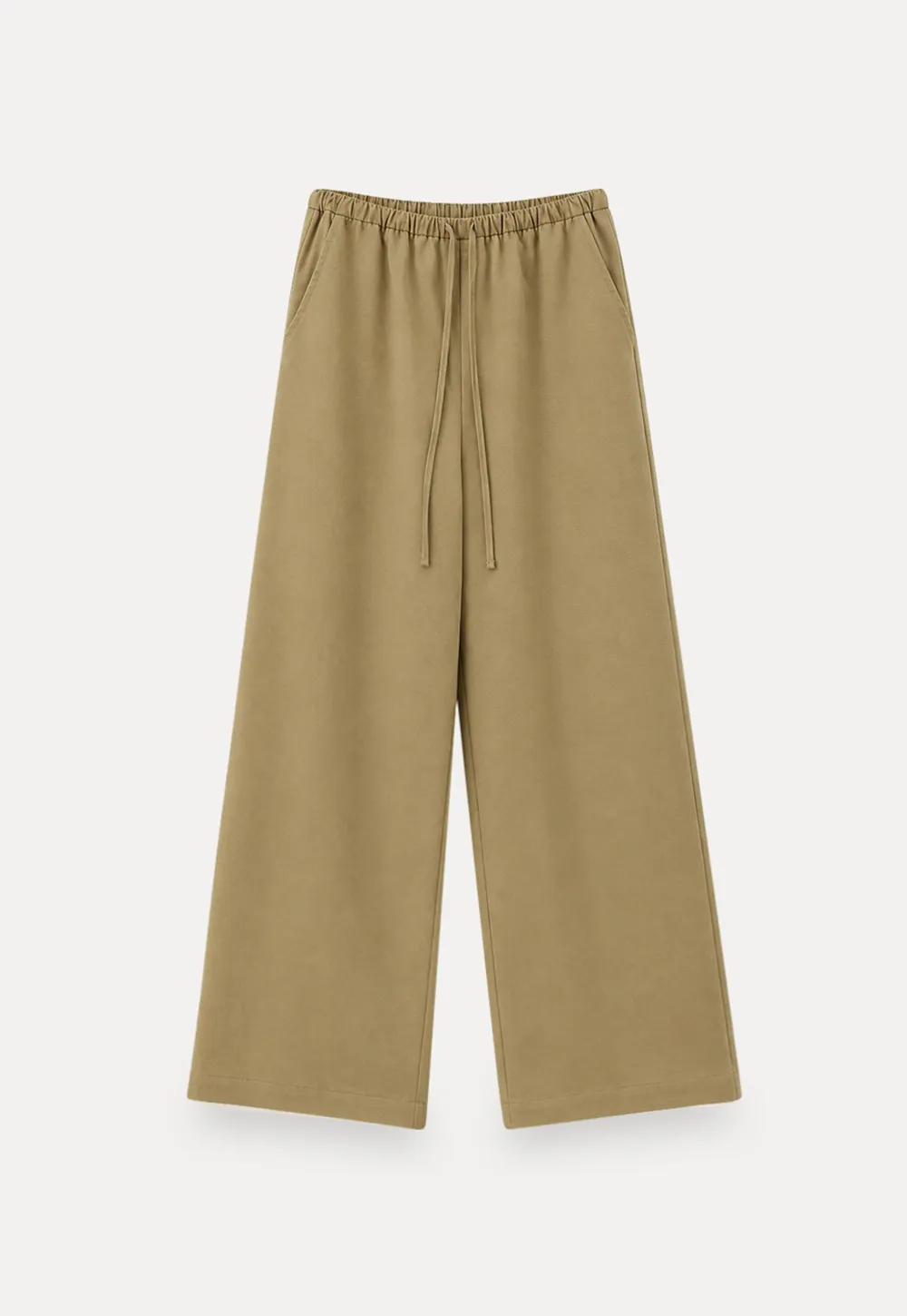 Pantalon décontracté à taille haute et jambes larges avec cordon de serrage