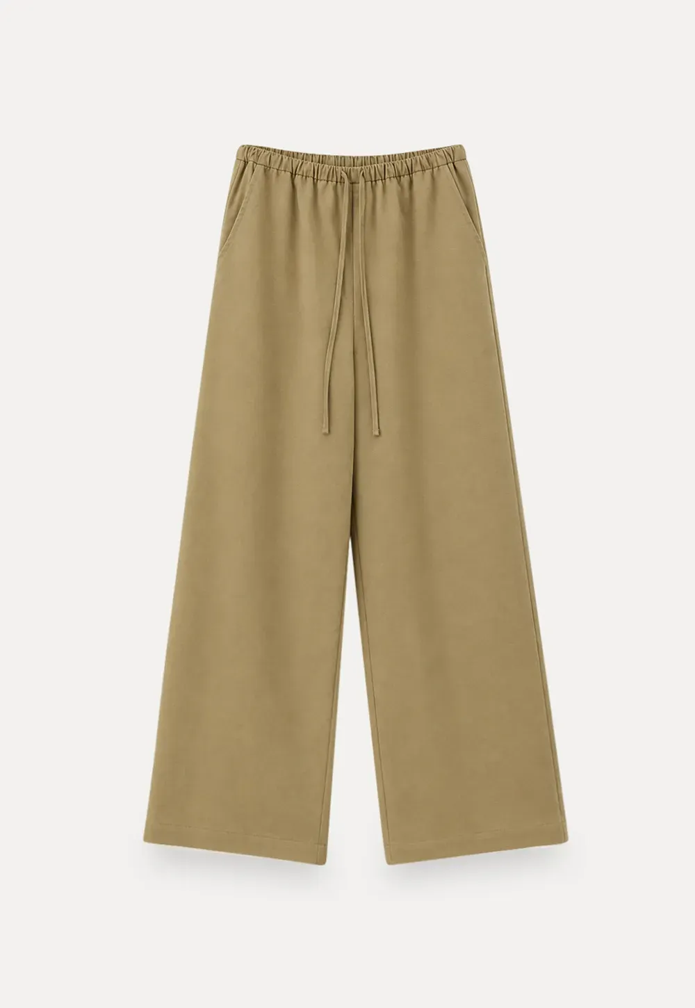 Pantalon décontracté à taille haute et jambes larges avec cordon de serrage