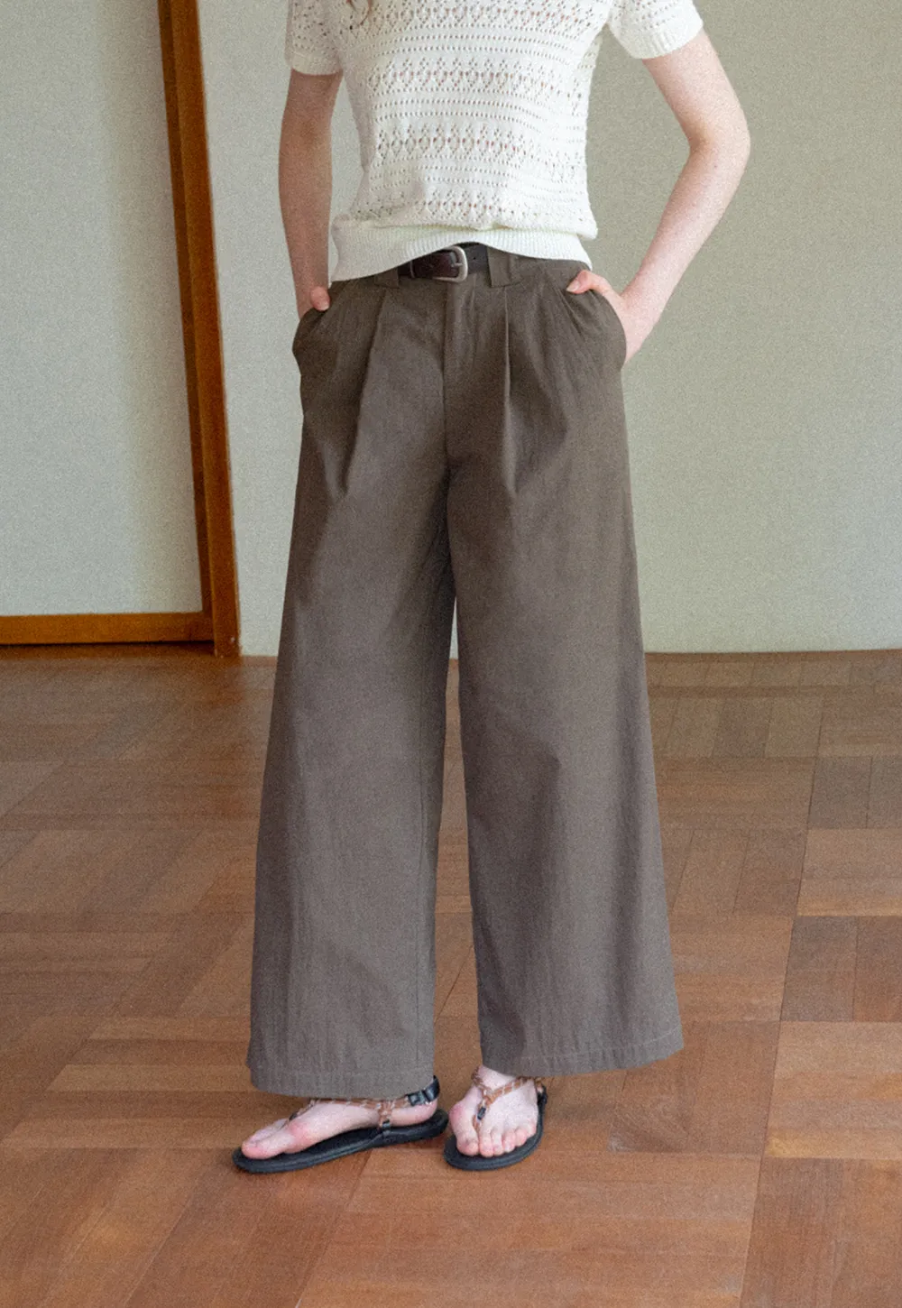 Pleated Wide Leg Casual Pants