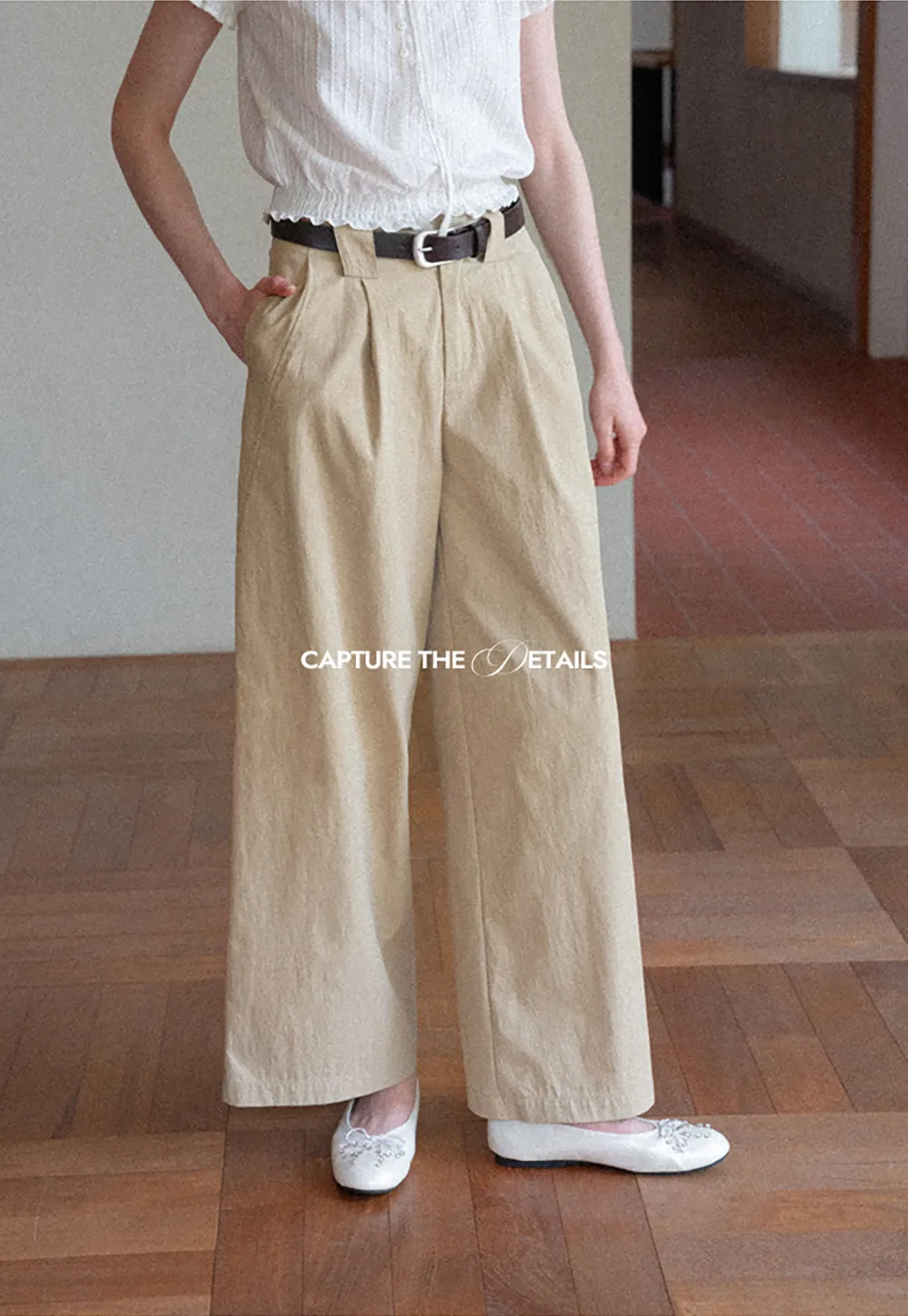 Pleated Wide Leg Casual Pants
