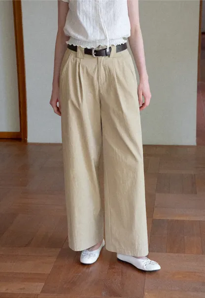 Pleated Wide Leg Casual Pants