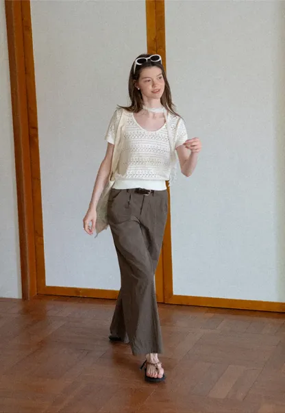 Pleated Wide Leg Casual Pants