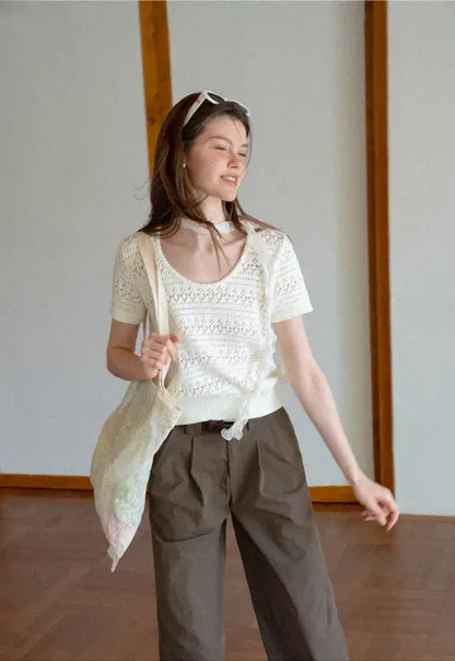 Pleated Wide Leg Casual Pants