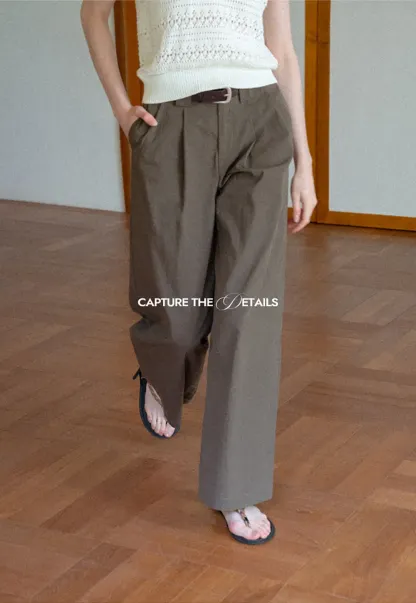 Pleated Wide Leg Casual Pants