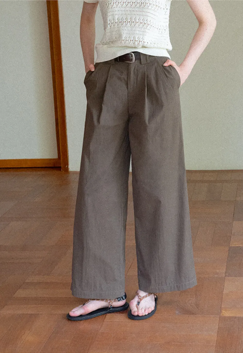Pleated Wide Leg Casual Pants