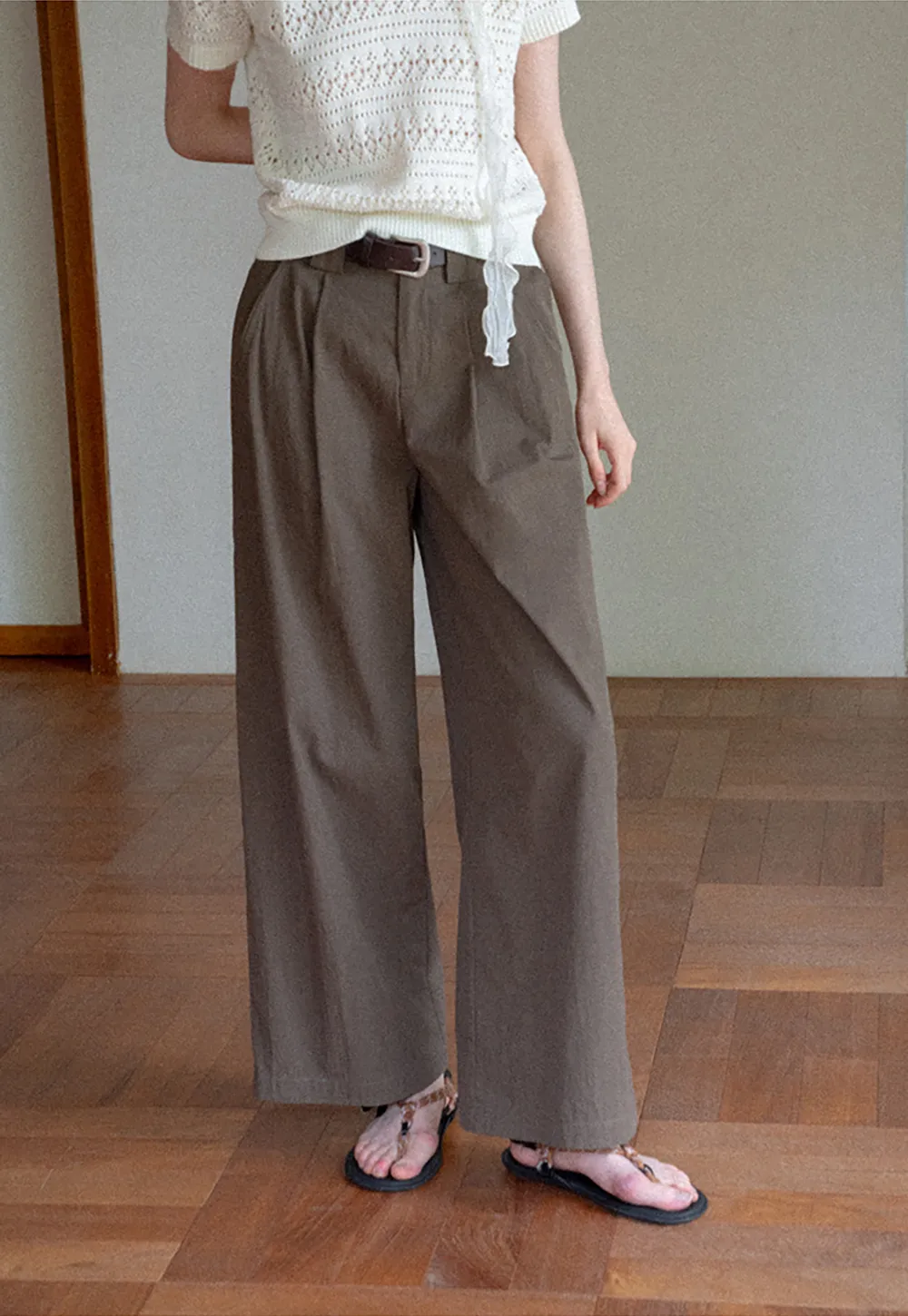 Pleated Wide Leg Casual Pants