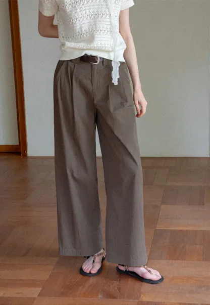 Pleated Wide Leg Casual Pants