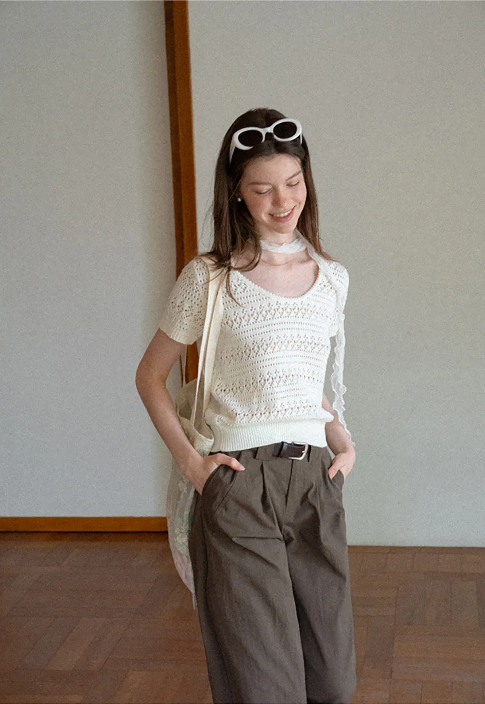 Pleated Wide Leg Casual Pants