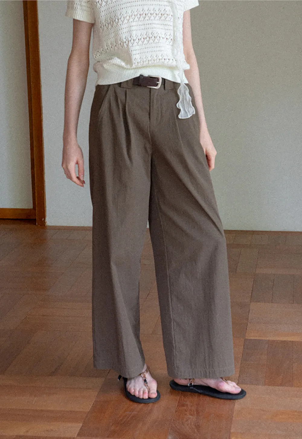Pleated Wide Leg Casual Pants