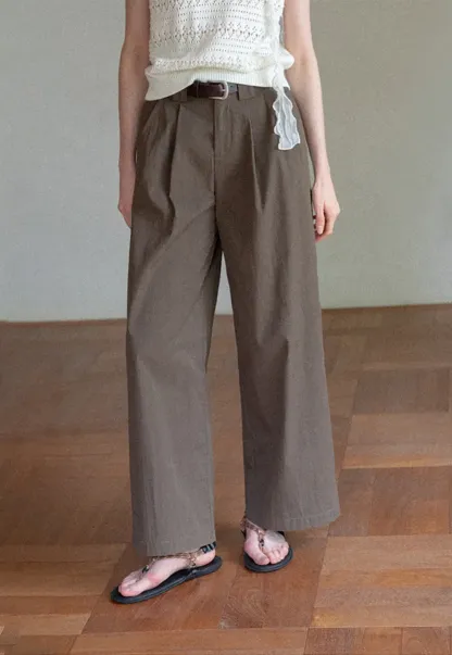 Pleated Wide Leg Casual Pants