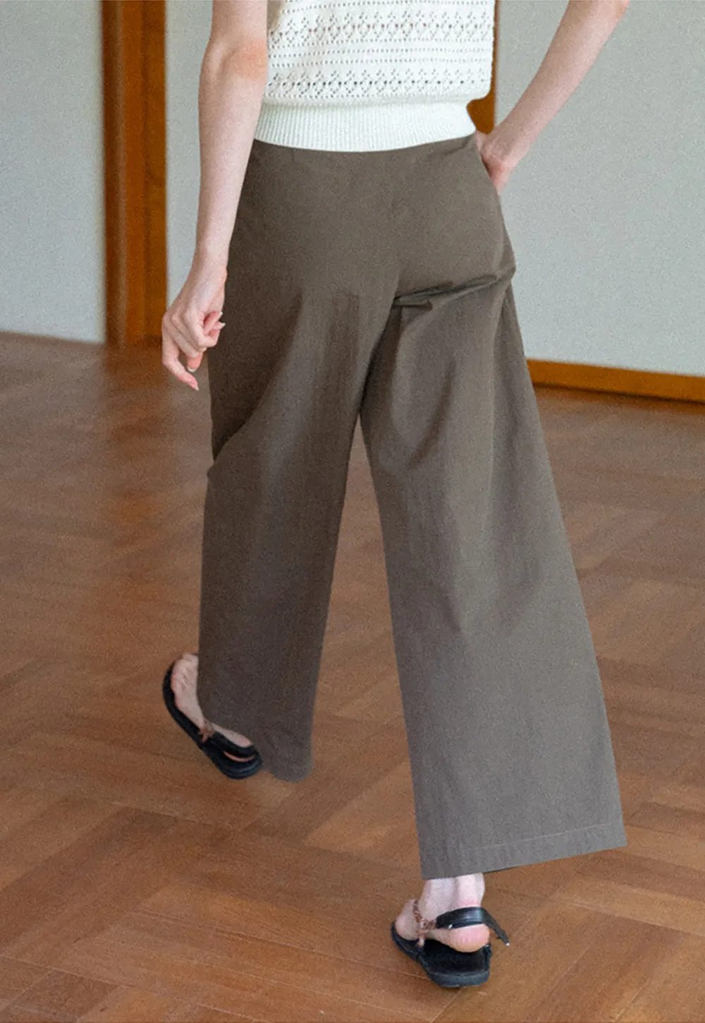 Pleated Wide Leg Casual Pants