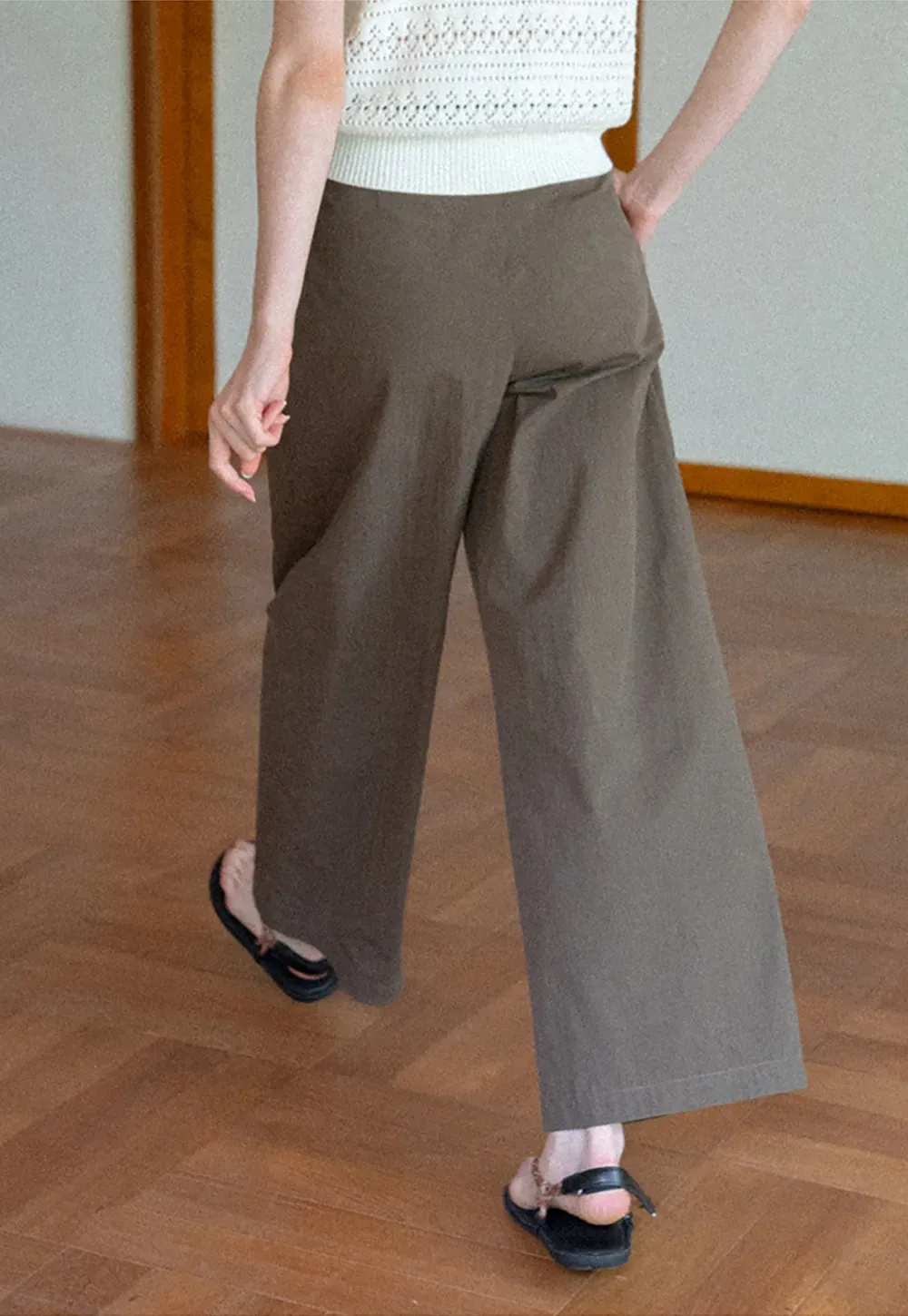 Pleated Wide Leg Casual Pants