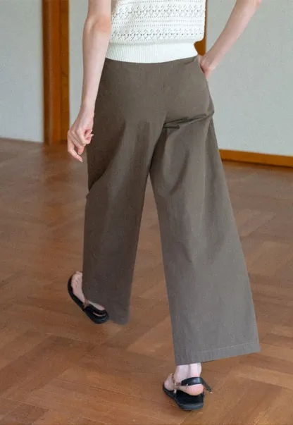 Pleated Wide Leg Casual Pants