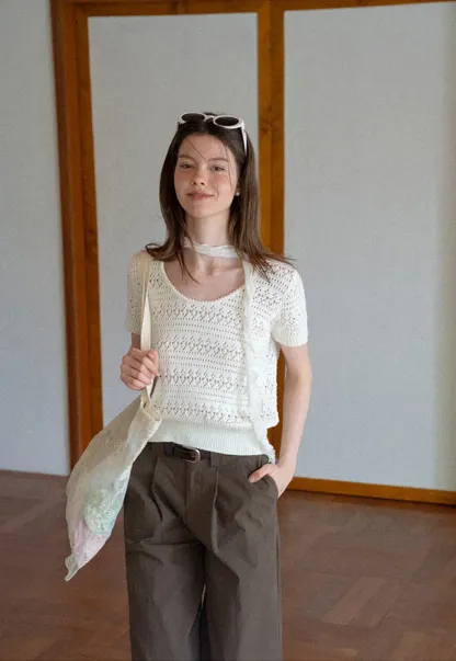 Pleated Wide Leg Casual Pants