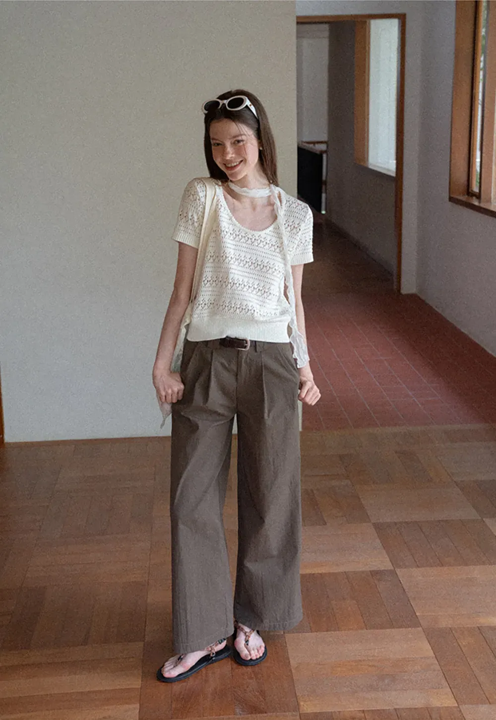 Pleated Wide Leg Casual Pants
