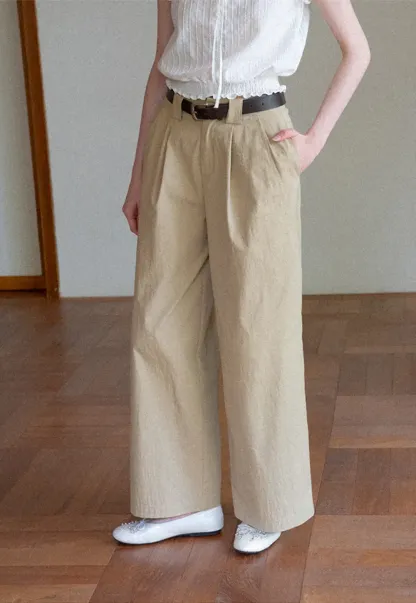 Pleated Wide Leg Casual Pants