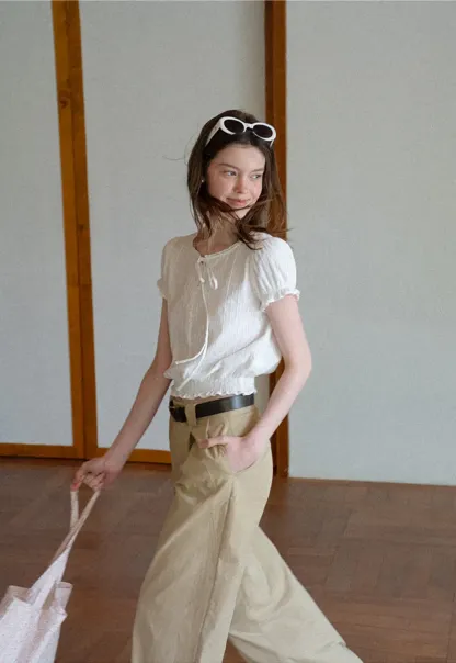 Pleated Wide Leg Casual Pants