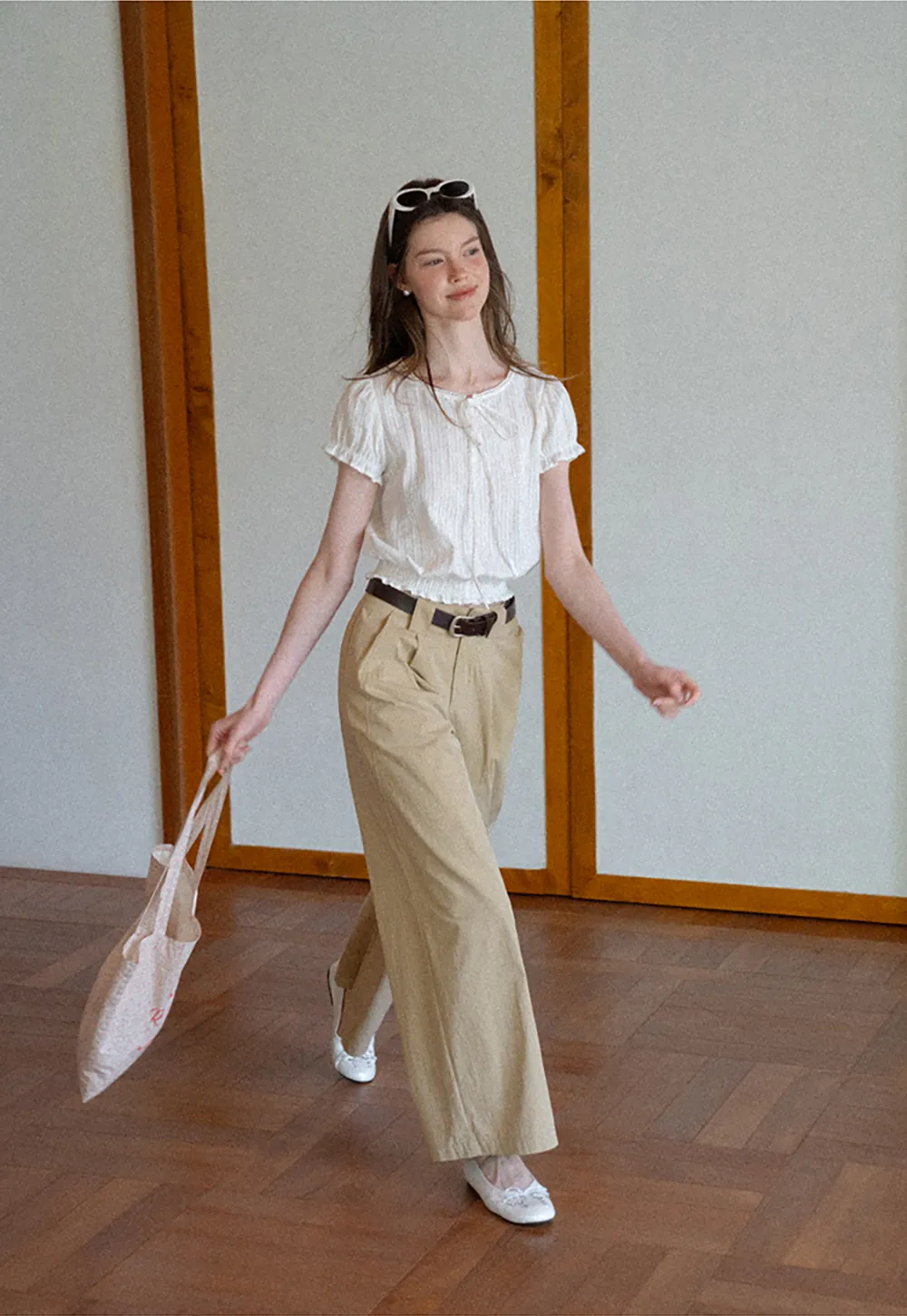 Pleated Wide Leg Casual Pants