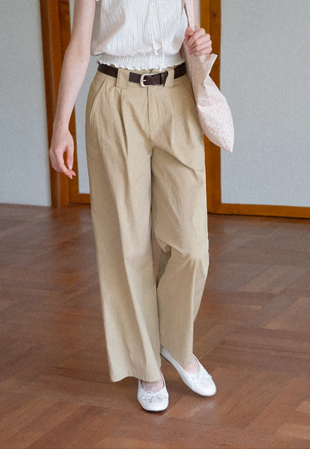 Pleated Wide Leg Casual Pants